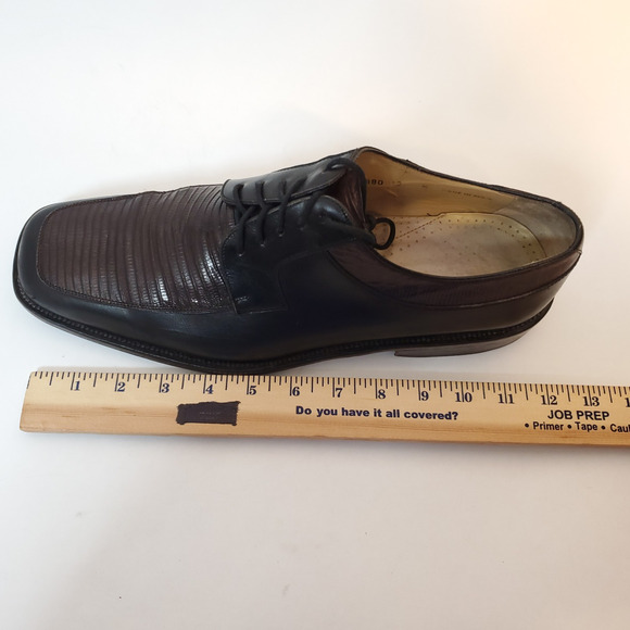 Julio Blanco Mens Brown Black Lizard Leather Handmade Tie Oxfords SZ 12M Spain main image 15
